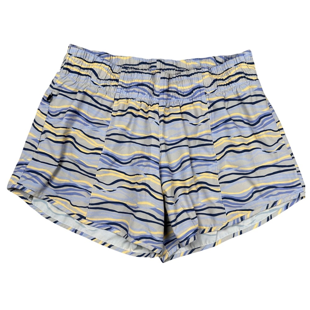 rabbit Feelin Fine Shorts Women Large Blue Yellow 4" Lined Running Workout Gym